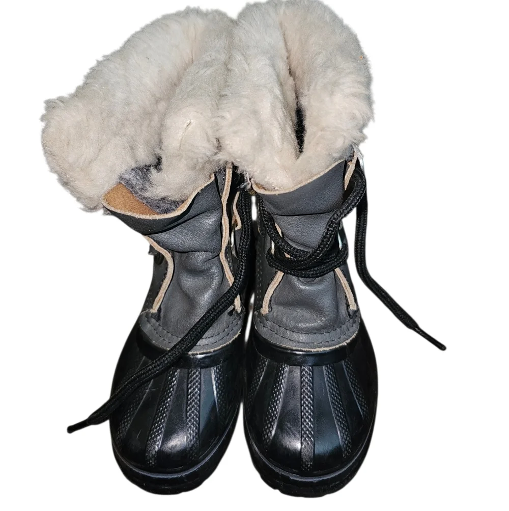 Sorel Gray and Black Winter Boots with Fur Lining